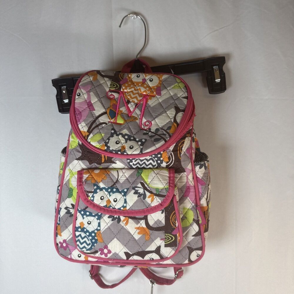 N. Gil Owl Mini Backpack With Pink Monogram The Letter M Preowned